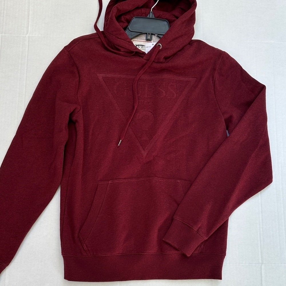 New GUESS Men's Deep Red Hoodie SZ XS